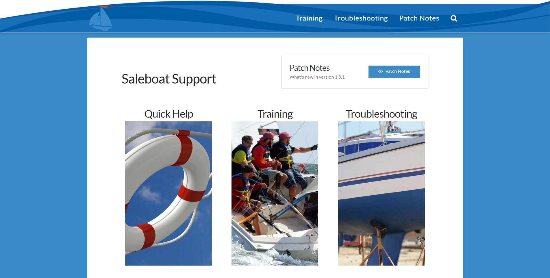 Saleboat Support Screenshot